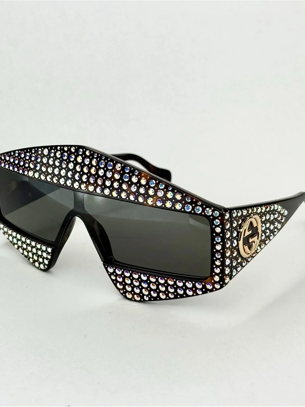 Y2K Gucci Rhinestone Shield Sunglasses